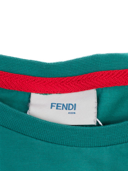 Excellent Fendi Kids Green T-Shirt Size 12 with Crown Design