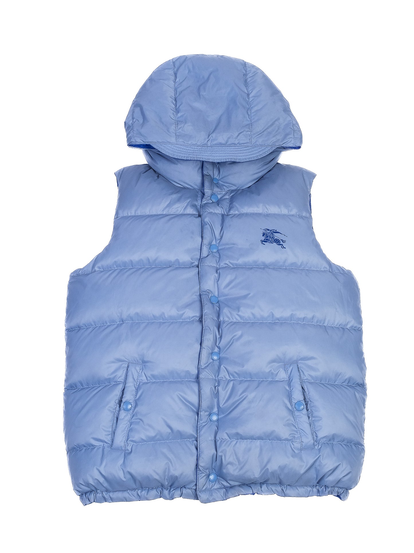 excellent burberry blue puffer vest for kids size 14