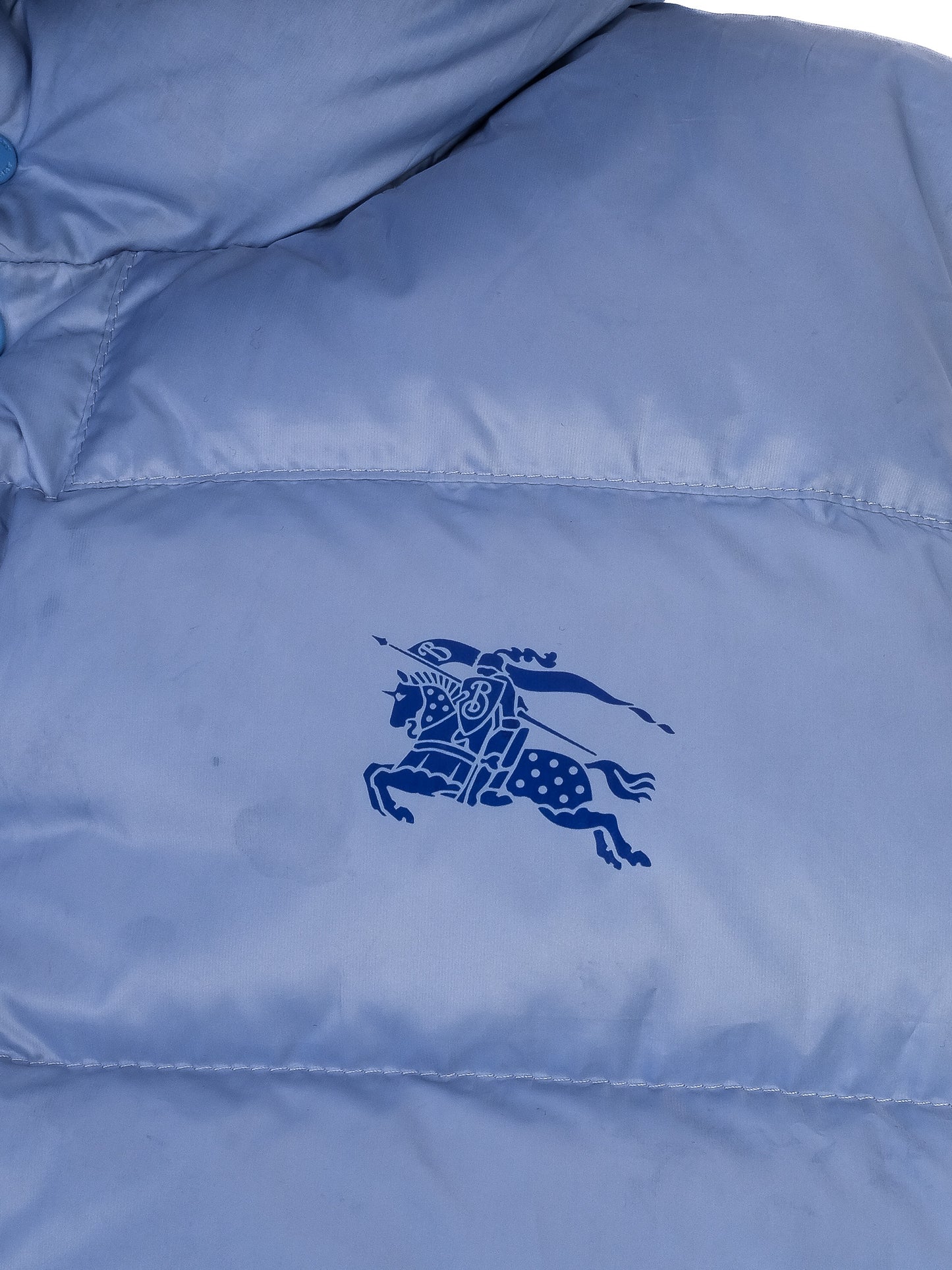 excellent burberry blue puffer vest for kids size 14