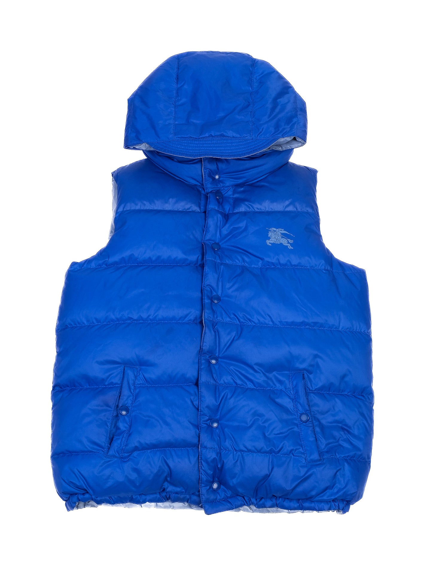 excellent burberry blue puffer vest for kids size 14