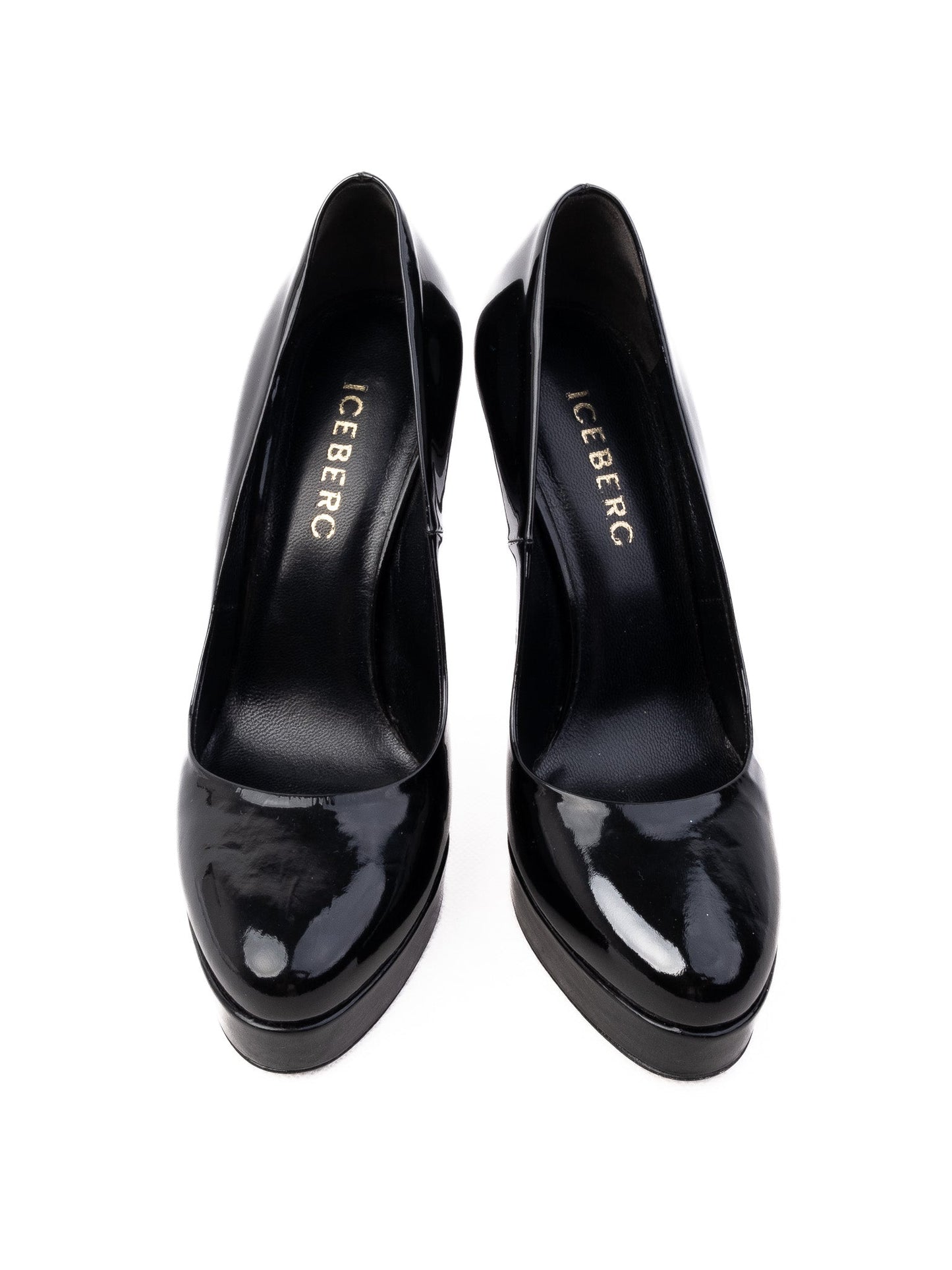 excellent iceberg black leather high-heeled shoes with stiletto heel