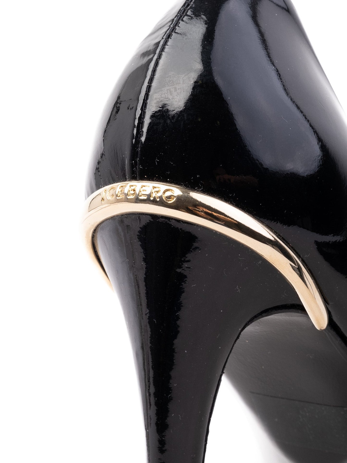 excellent iceberg black leather high-heeled shoes with stiletto heel