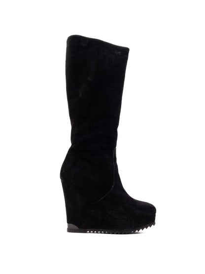 Excellent Gerardina Di Maggio Black Genuine Suede Wedge Boots Size 35