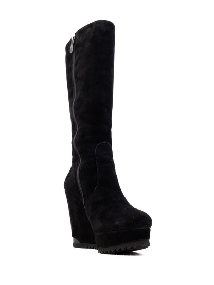 Excellent Gerardina Di Maggio Black Genuine Suede Wedge Boots Size 35