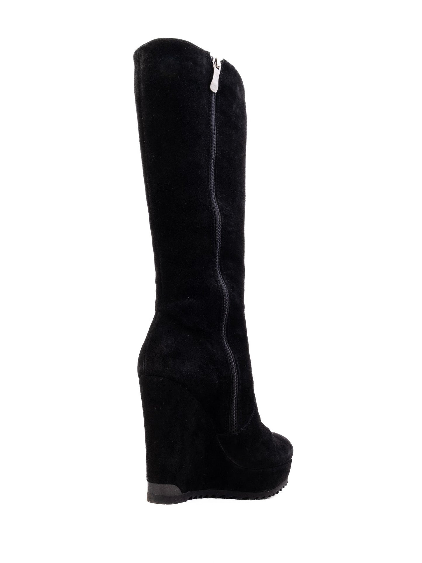 excellent gerardina di maggio black genuine suede wedge boots size 35