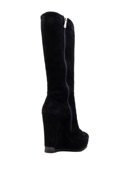 Excellent Gerardina Di Maggio Black Genuine Suede Wedge Boots Size 35