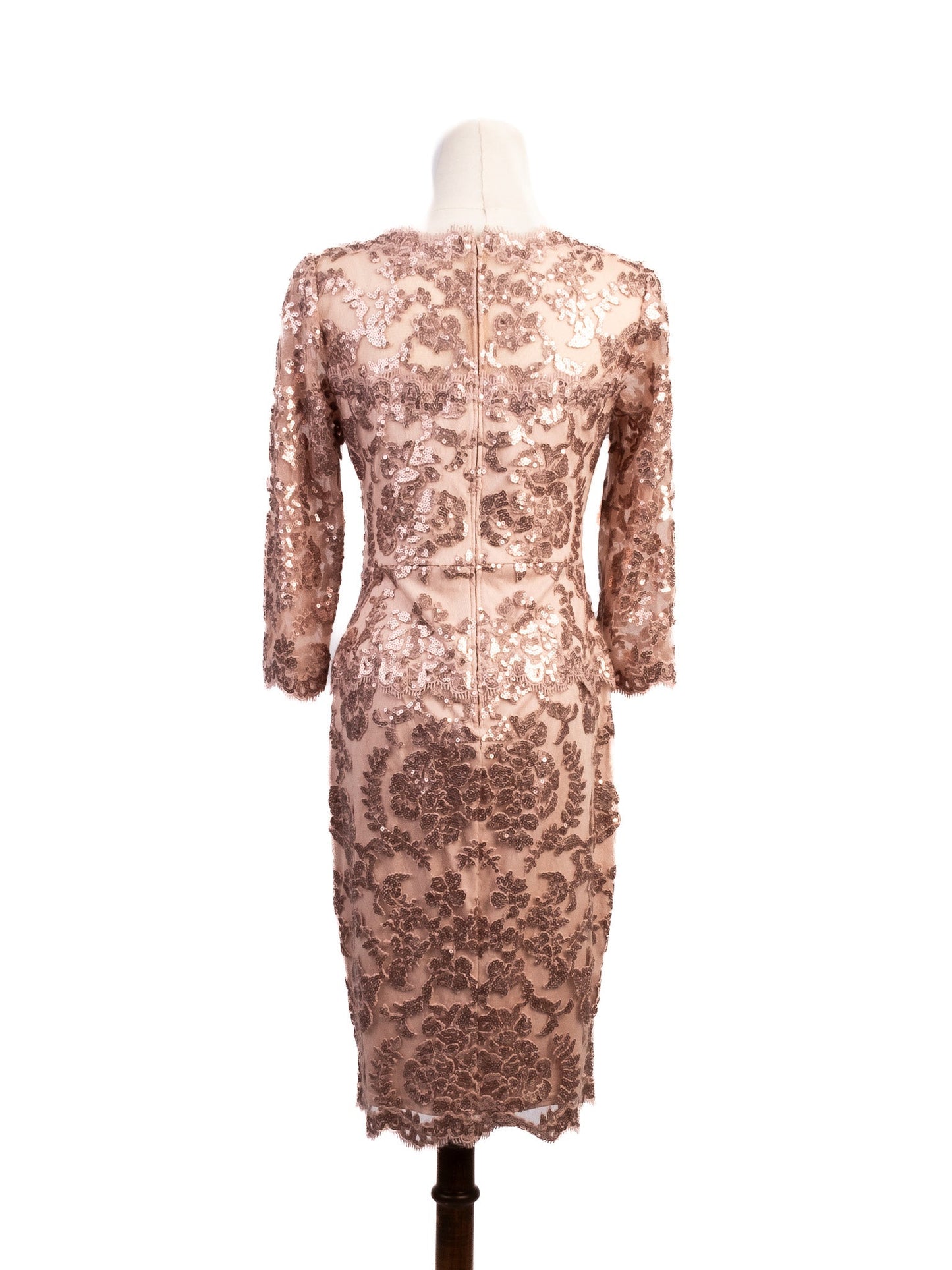 excellent tadashi floral sequin dress size s light pink polyester