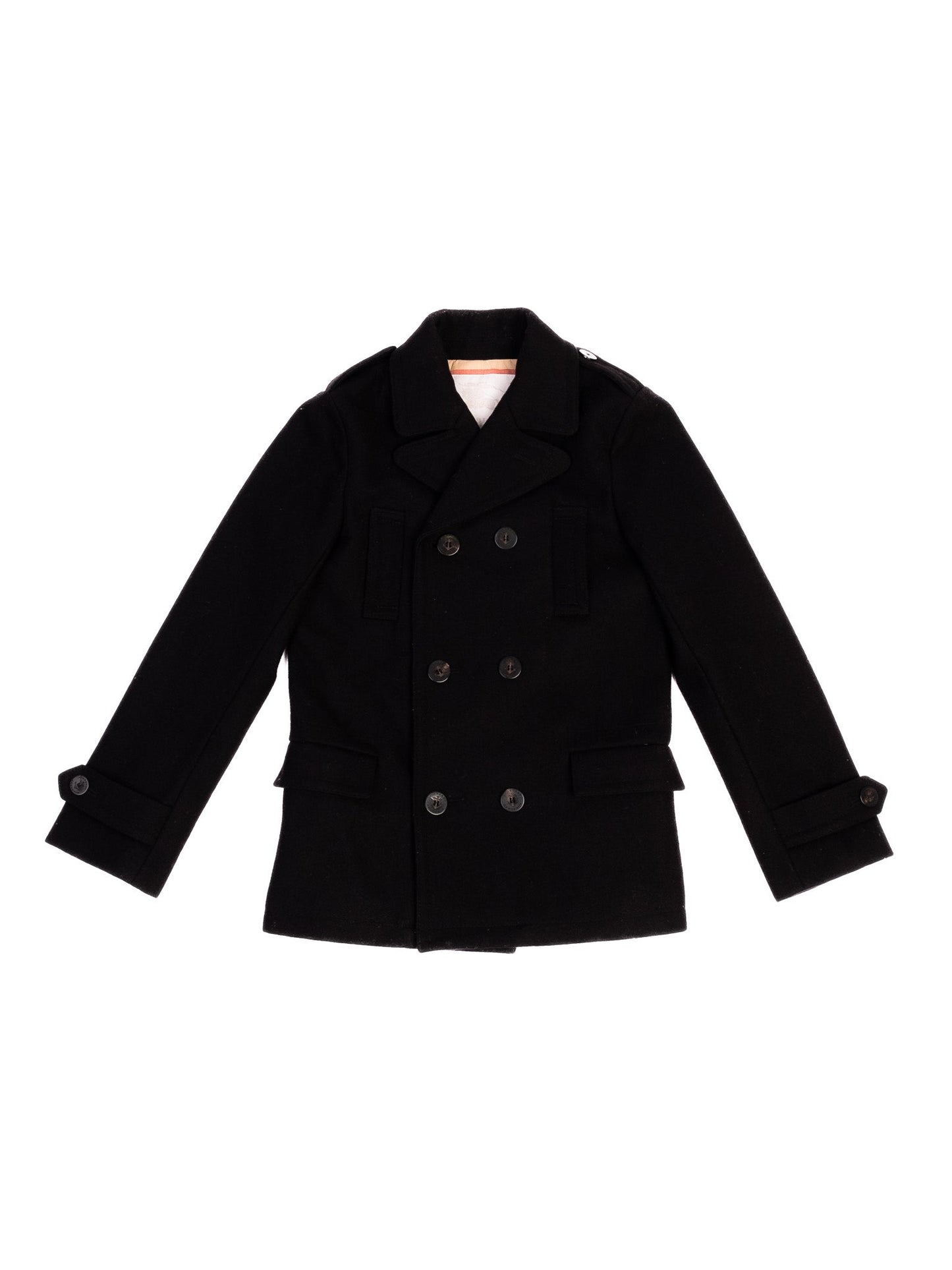 excellent burberry black wool peacoat for kids, size 10