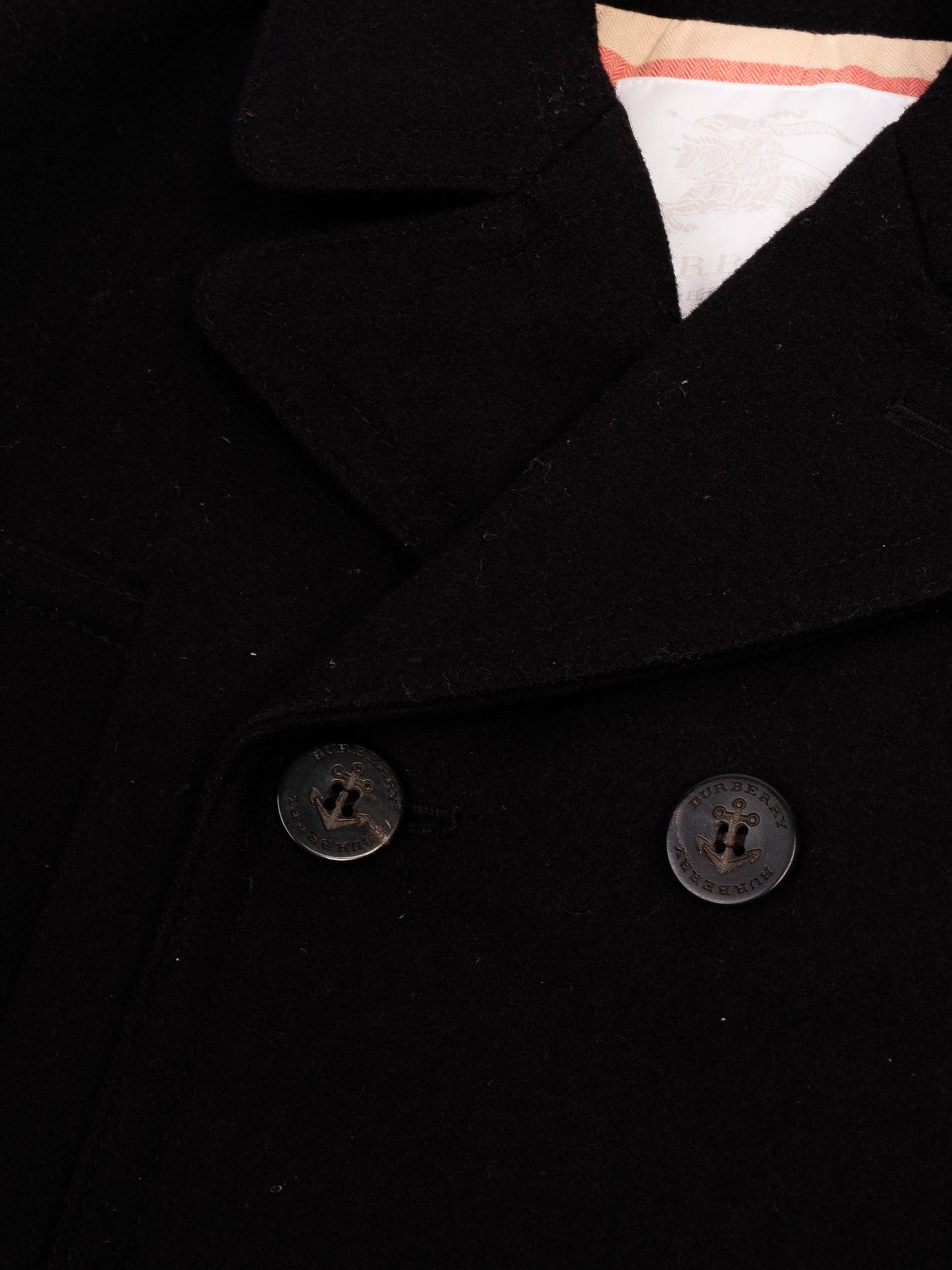 excellent burberry black wool peacoat for kids, size 10