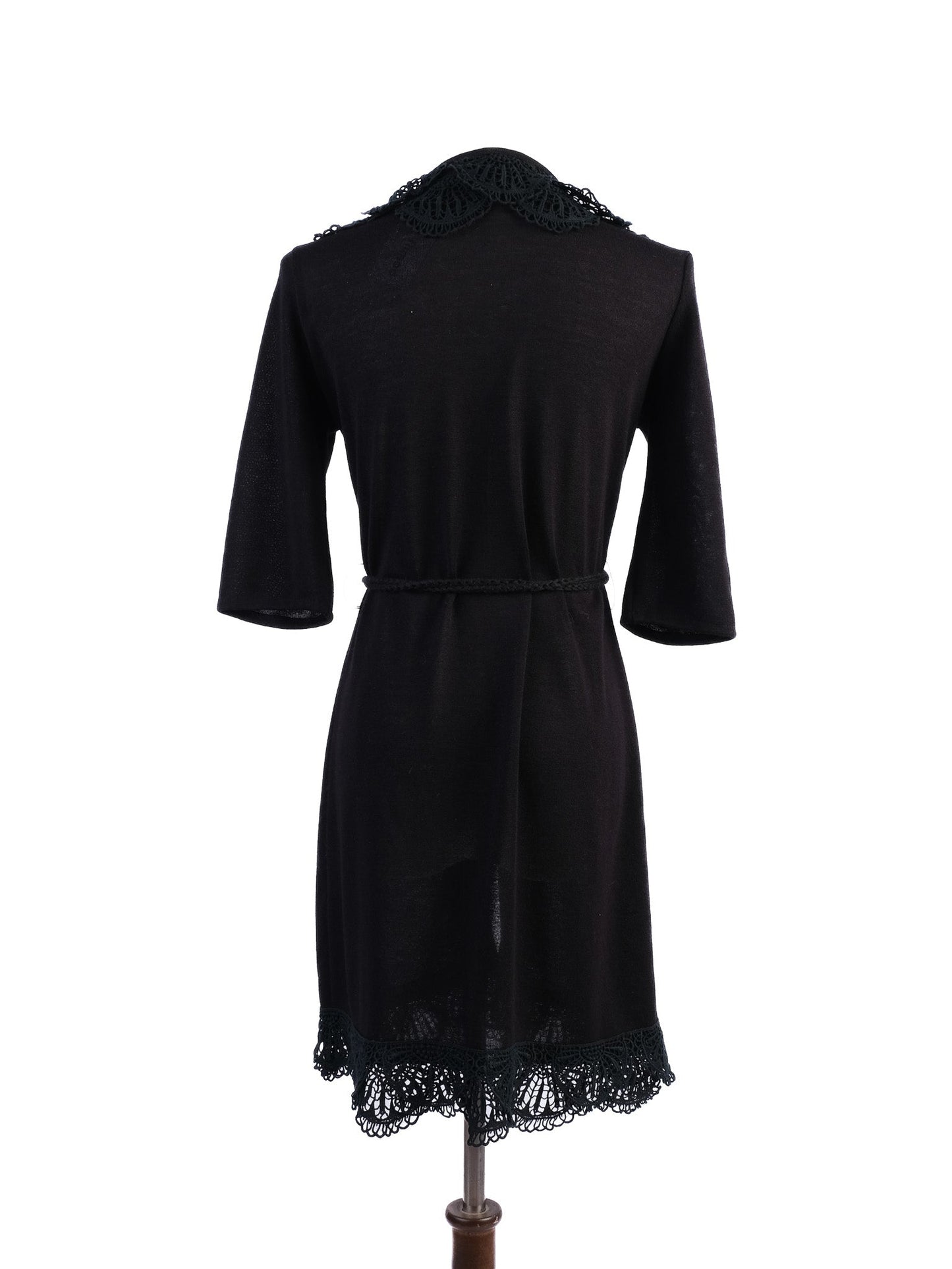 excellent marc jacobs black wool cardigan with lace trim, size m