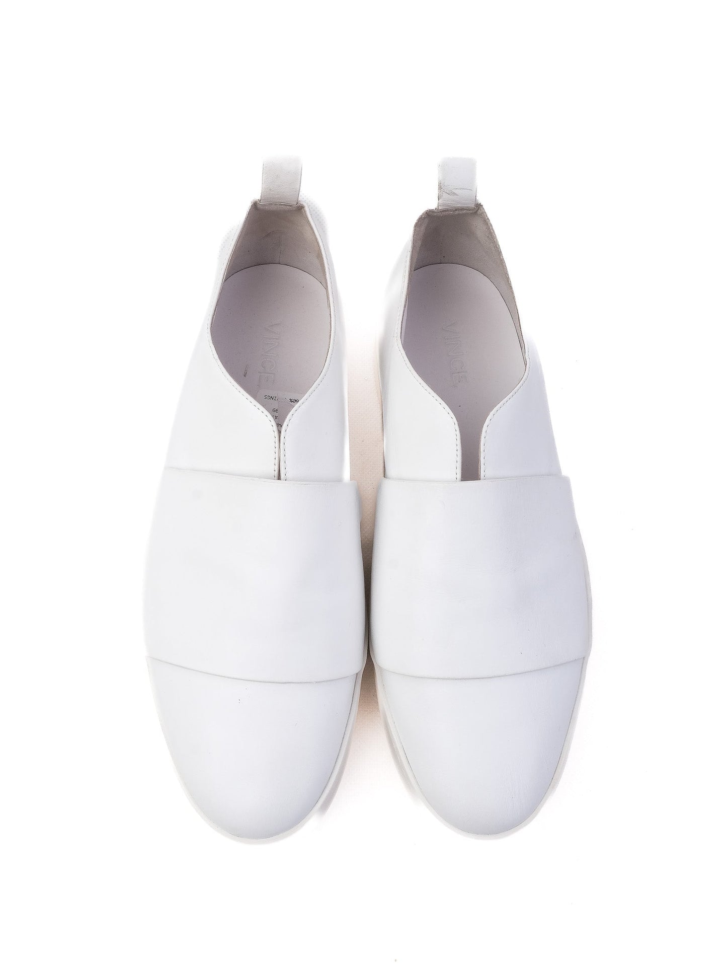 excellent vince white leather slip-on sneakers size 39 women