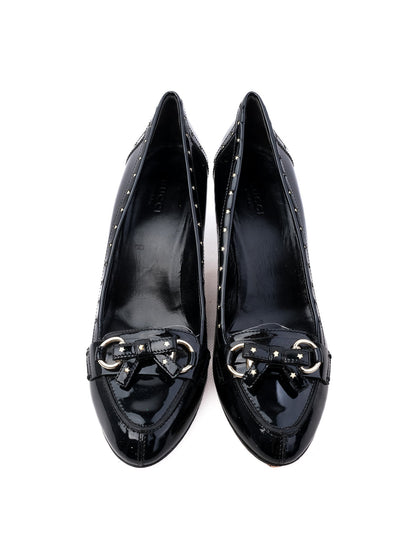 Excellent Gucci Black Patent Leather High-Heeled Shoe Size 37.5