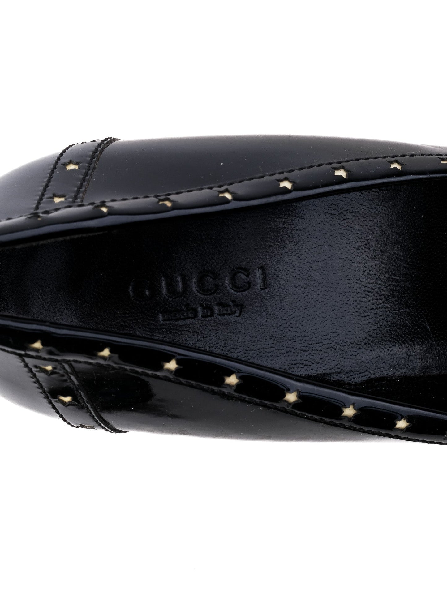 excellent gucci black patent leather high-heeled shoe size 37.5