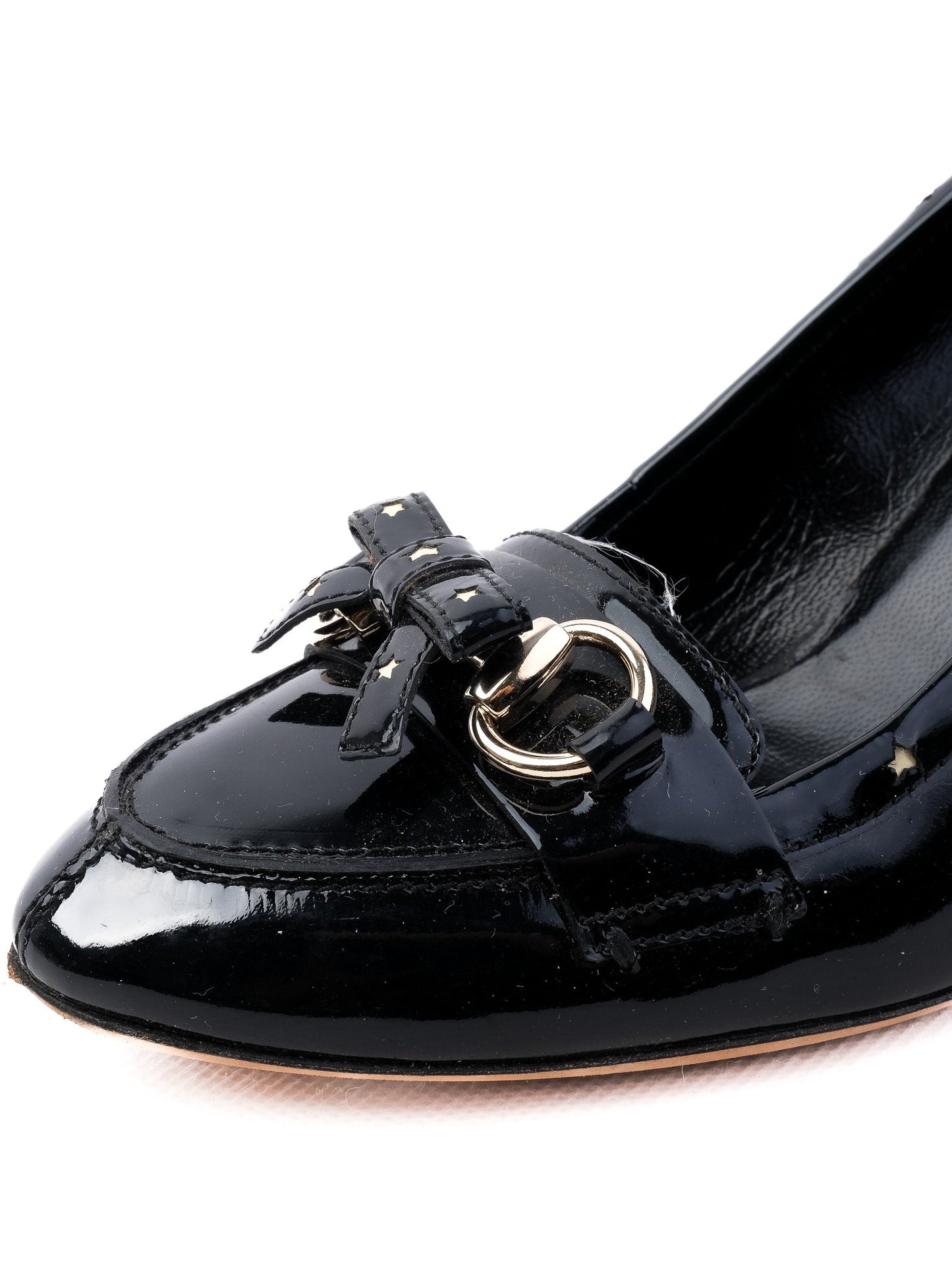 excellent gucci black patent leather high-heeled shoe size 37.5