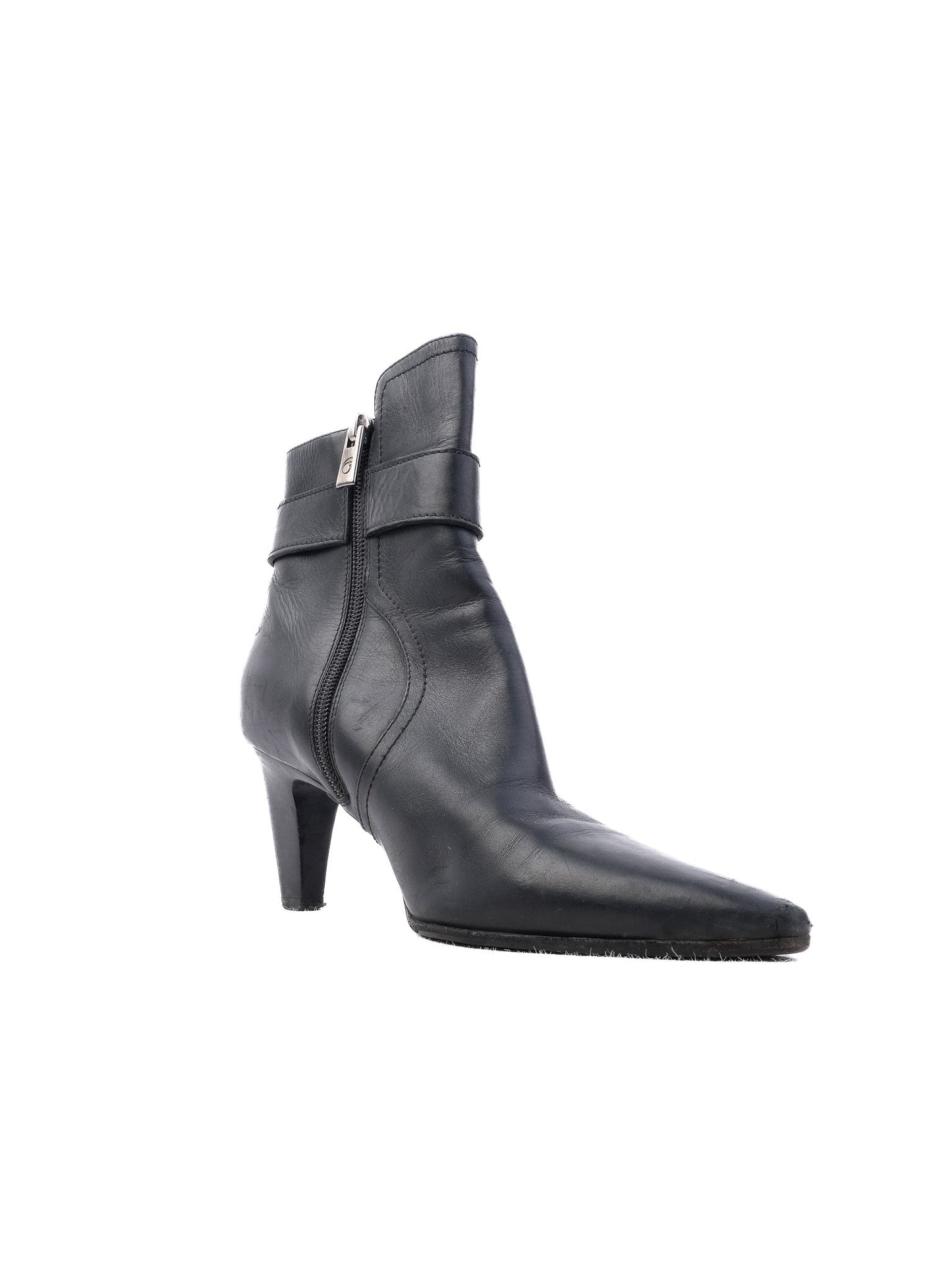 excellent giorgio fabiani black leather ankle boots size 36.5