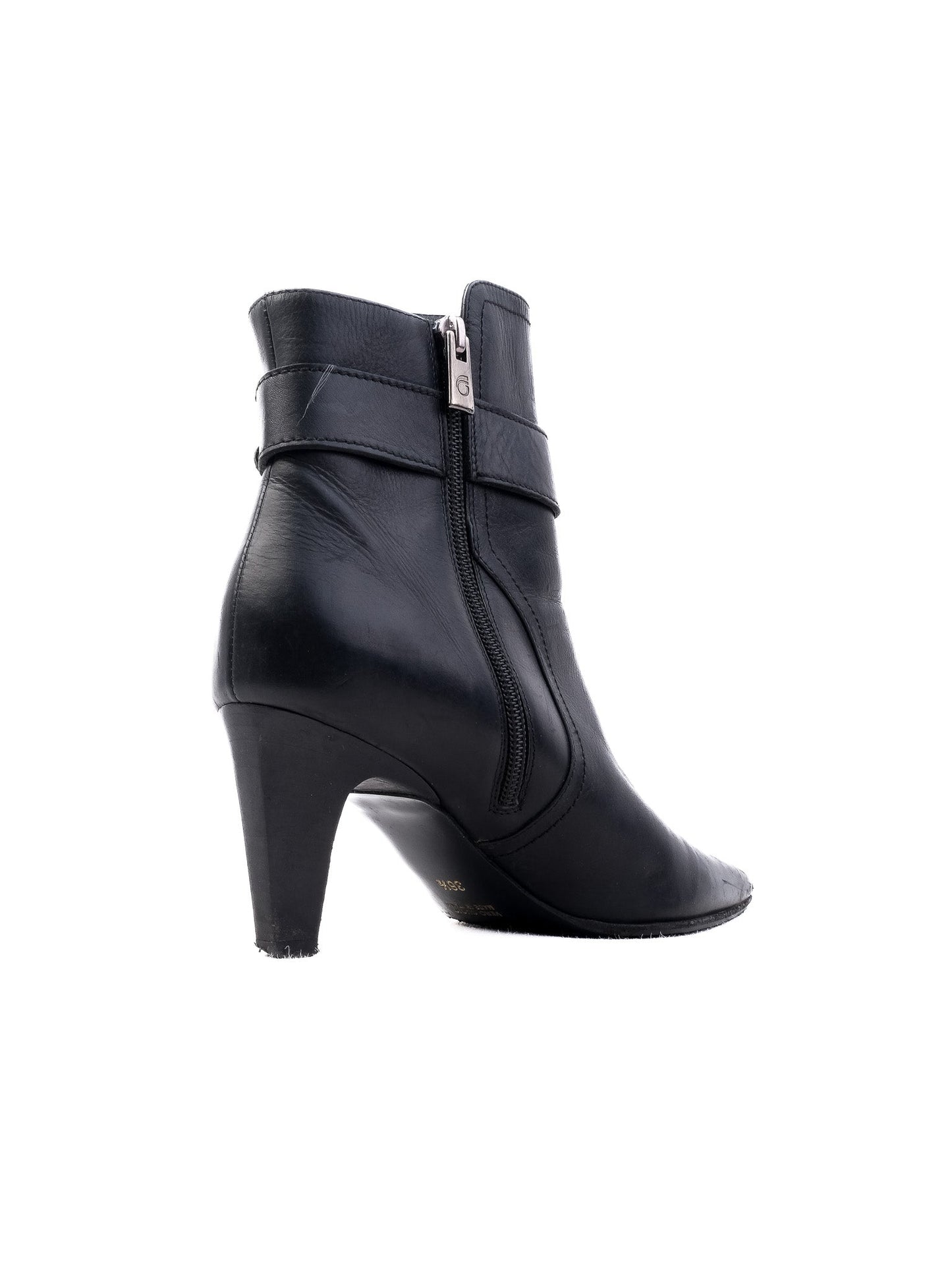 excellent giorgio fabiani black leather ankle boots size 36.5
