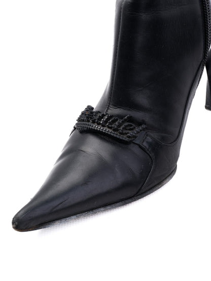 EXCELLENT Casadei Black Leather Ankle Boots Size 38 with Zipper