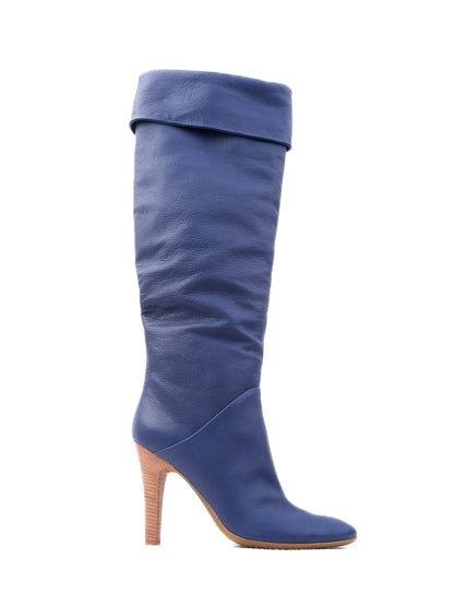 NEW Vicini Blue Leather High-Heeled Boots Size 40