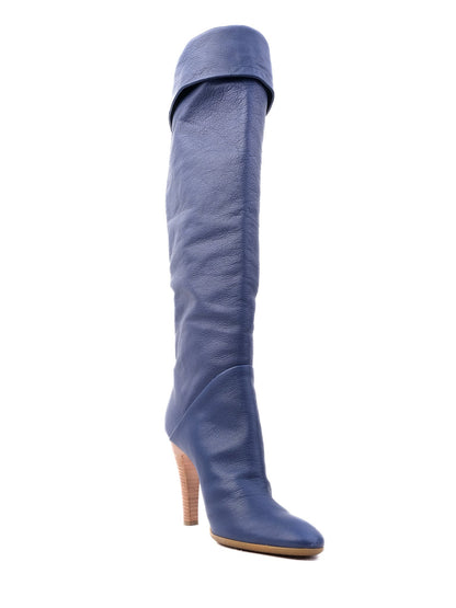 NEW Vicini Blue Leather High-Heeled Boots Size 40