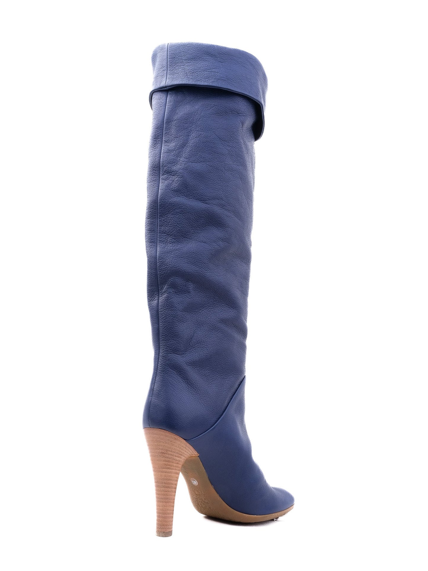 new vicini blue leather high-heeled boots size 40