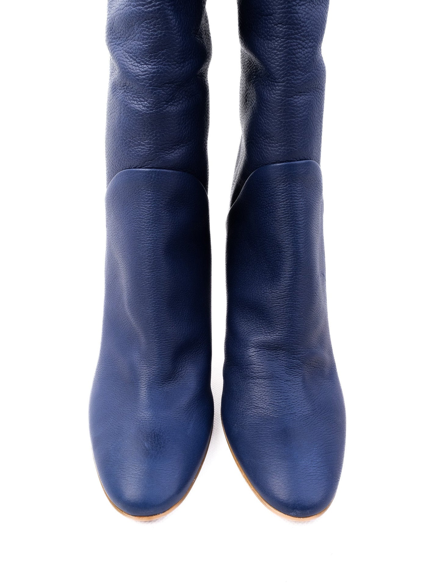new vicini blue leather high-heeled boots size 40