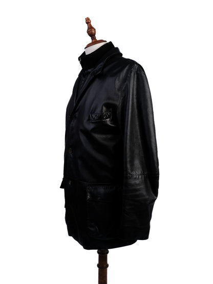 Excellent A.Testoni Black Leather Jacket Size L for Men