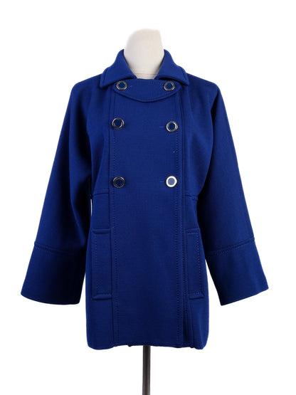 Excellent Luisa Spagnoli Blue Wool Coat Size S Double-Breasted