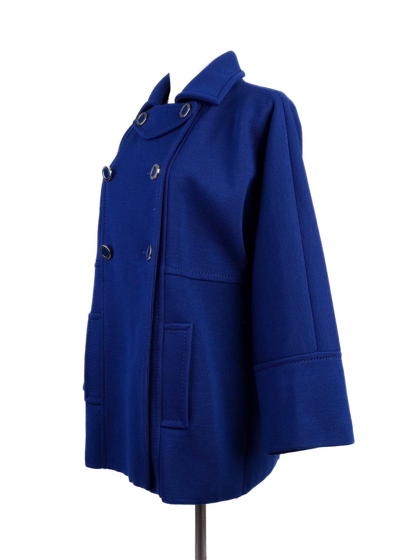 excellent luisa spagnoli blue wool coat size s double-breasted
