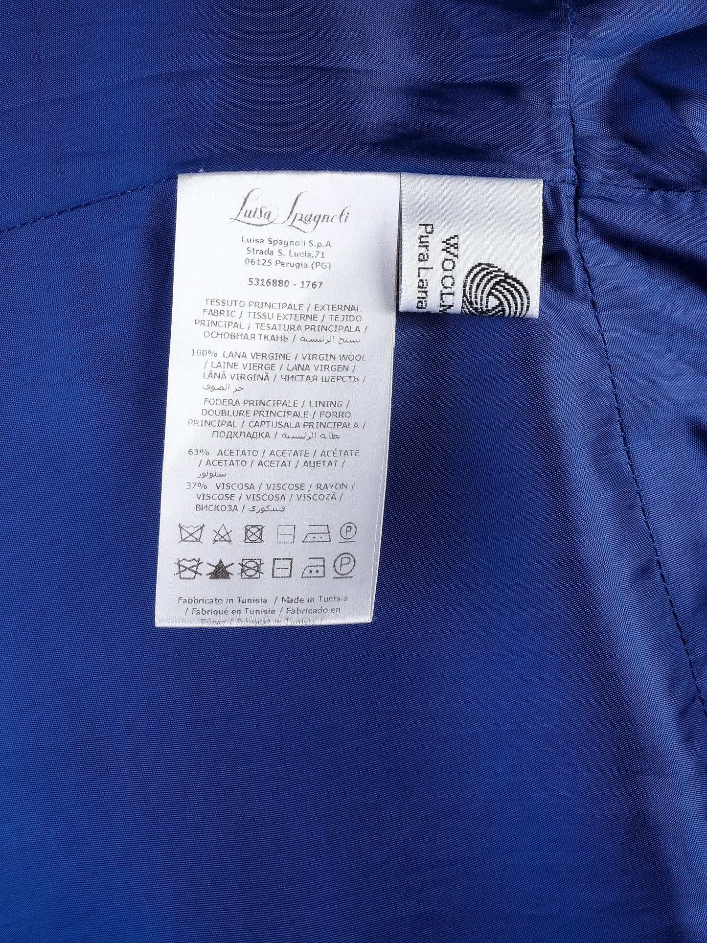 excellent luisa spagnoli blue wool coat size s double-breasted