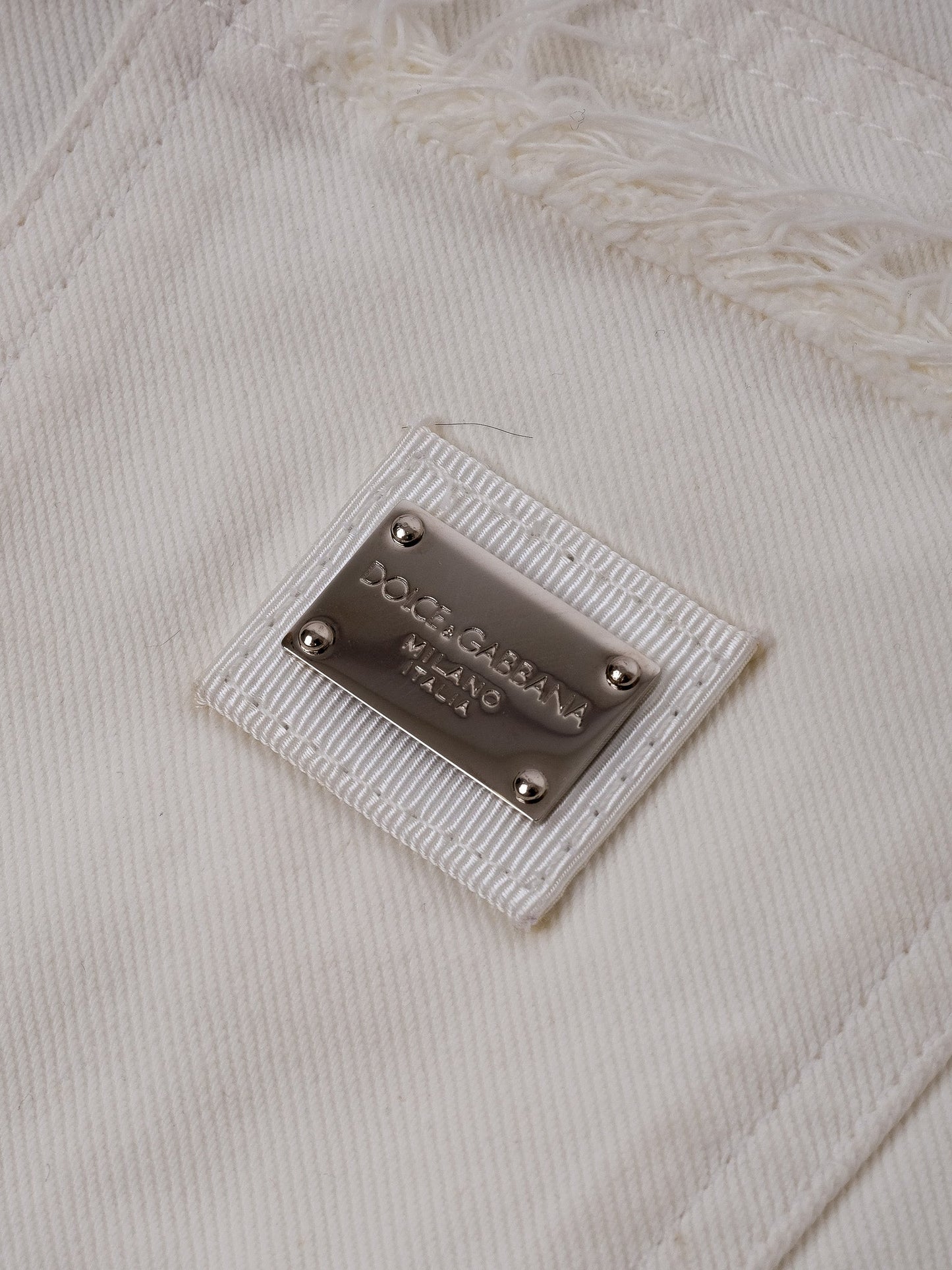 excellent dolce gabbana white frayed hem jeans size xs