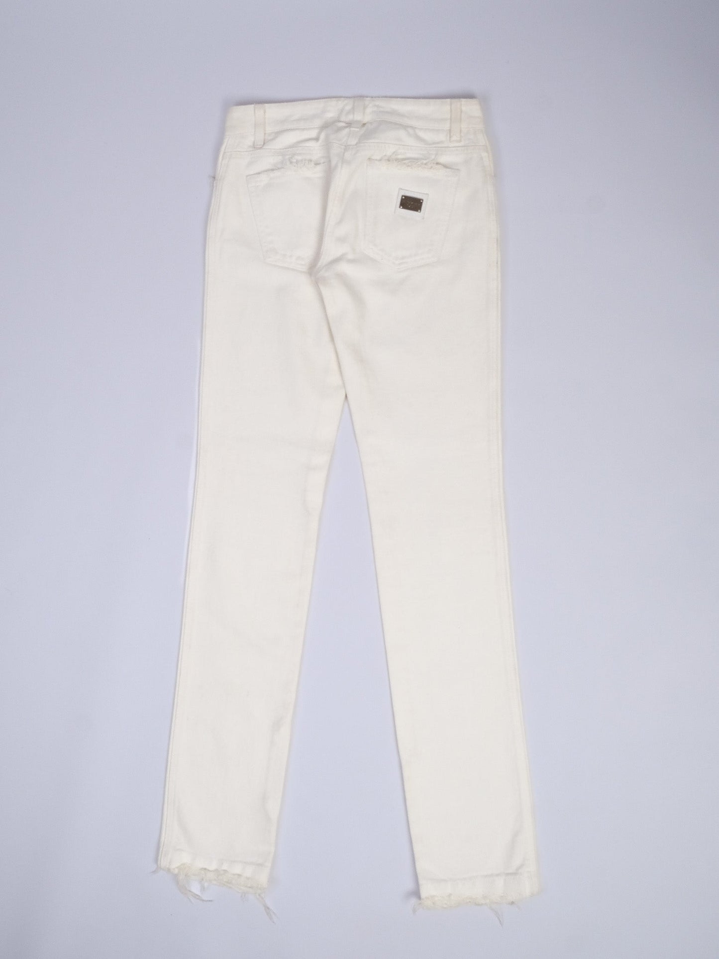 excellent dolce gabbana white frayed hem jeans size xs