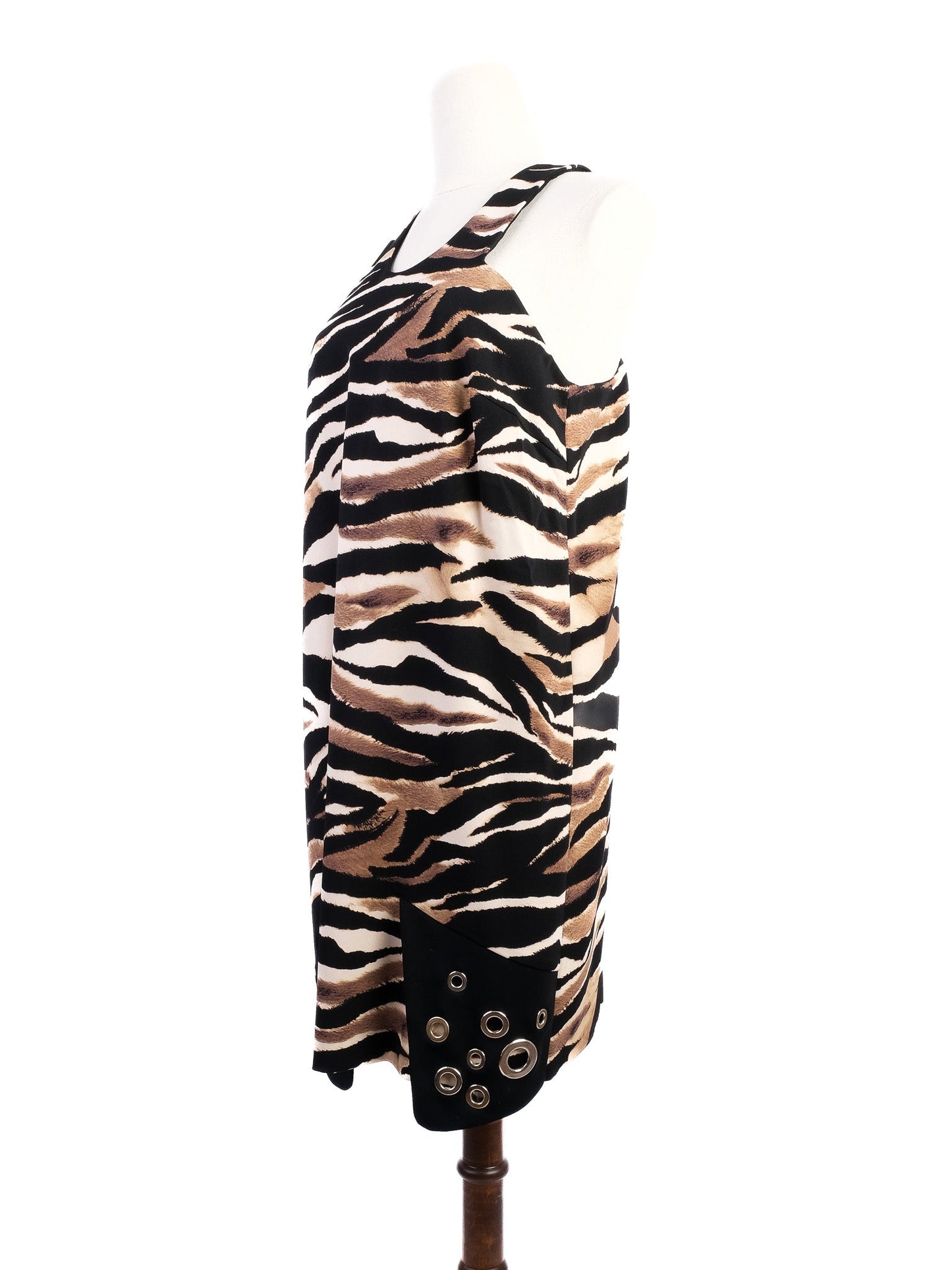 excellent just cavalli sleeveless zebra print dress size l
