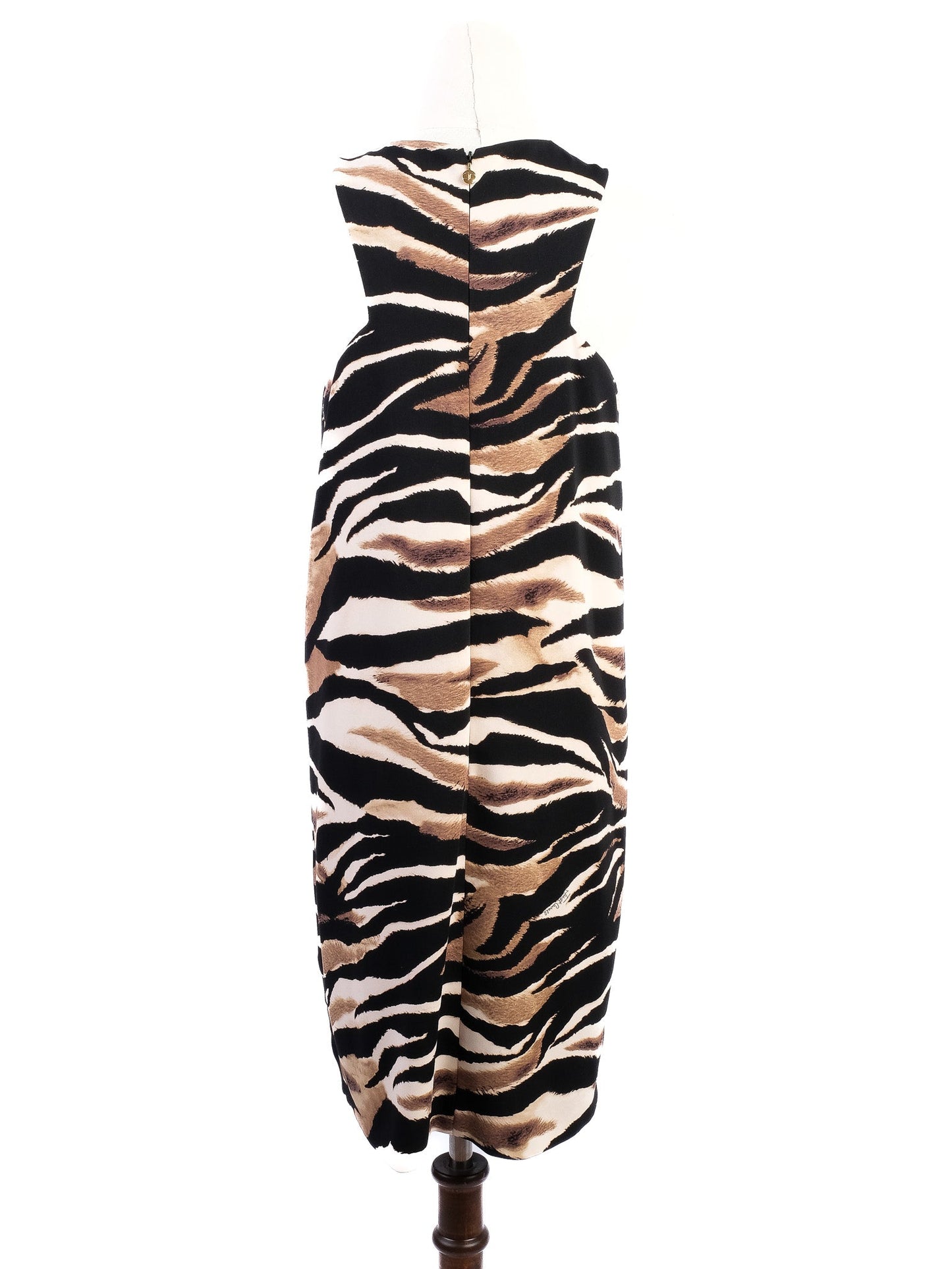 excellent just cavalli sleeveless zebra print dress size l