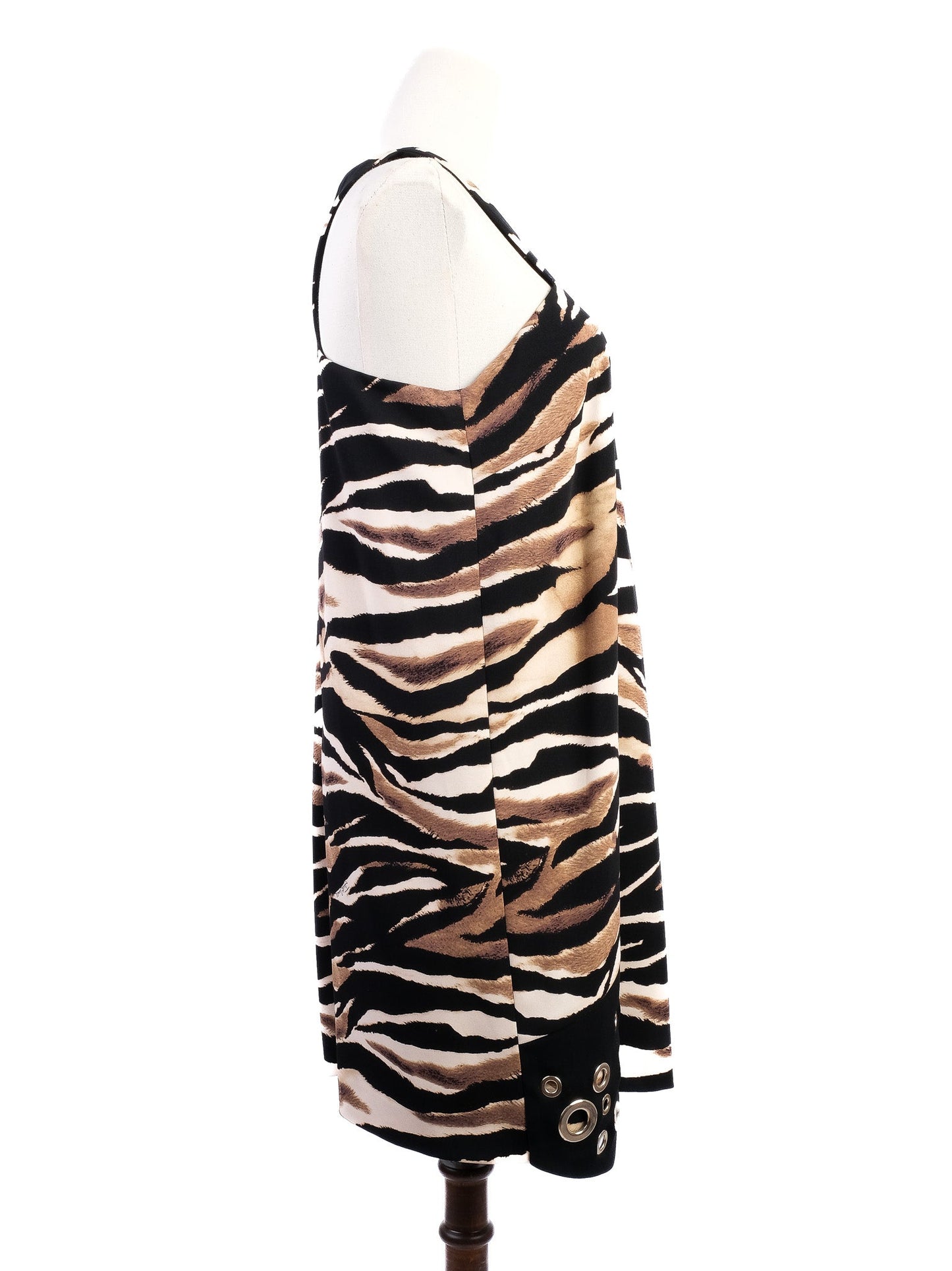 excellent just cavalli sleeveless zebra print dress size l