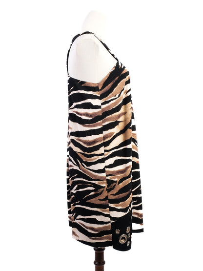 Excellent Just Cavalli Sleeveless Zebra Print Dress Size L