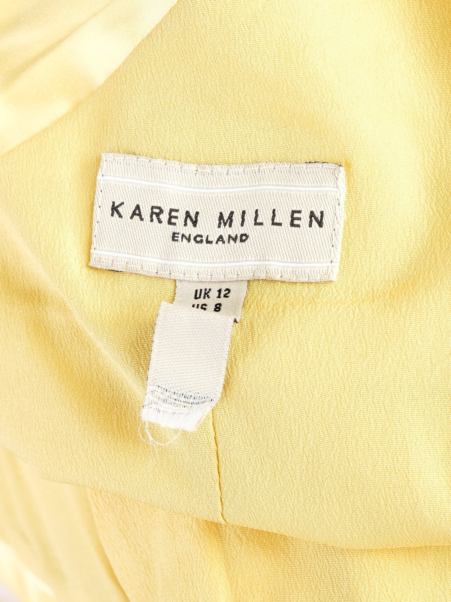 good karen millen yellow dress m square neckline pleated detail