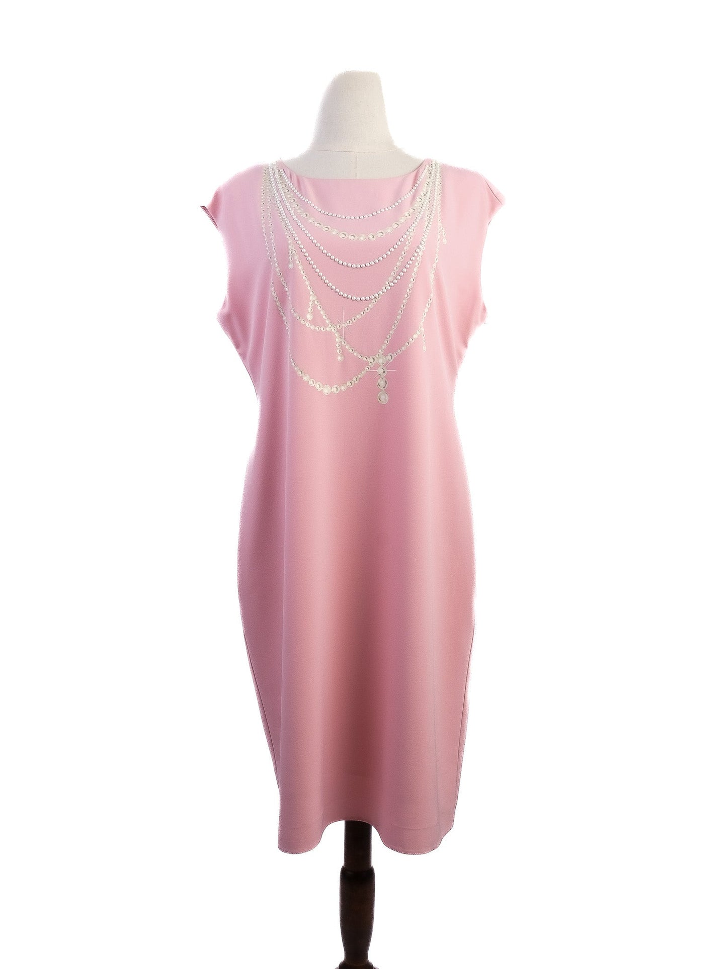 excellent moschino pink sleeveless dress with decorative chains size l