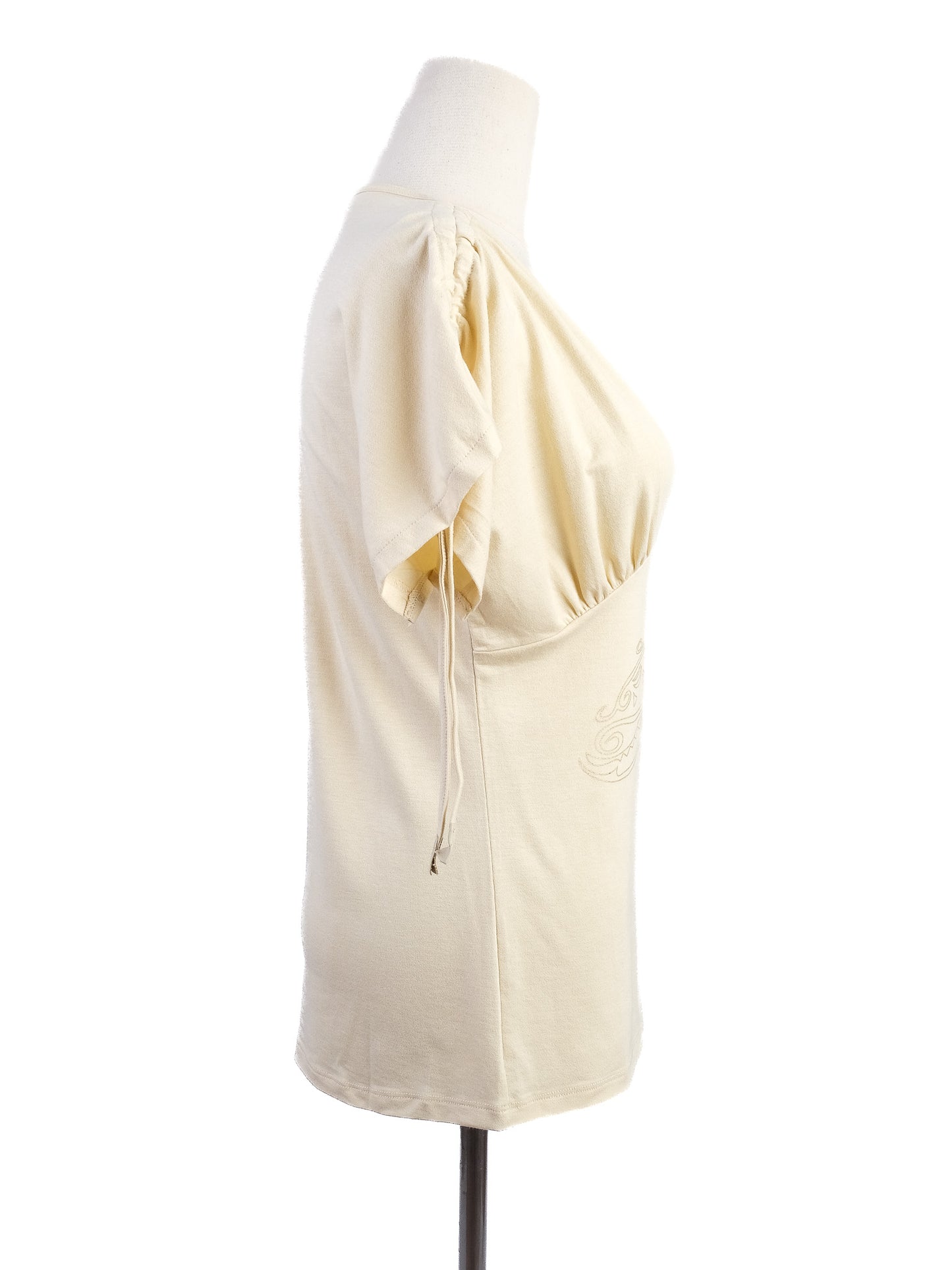 new versace women's white v-neck blouse m with embroidery