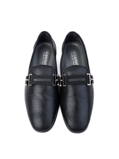 Excellent Missouri Black Leather Loafers for Kids Size 33