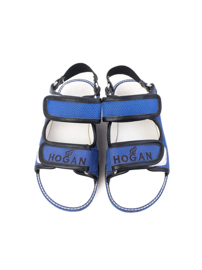 Excellent Hogan Kids Sandals Blue Leather Size 30 Adjustable Straps