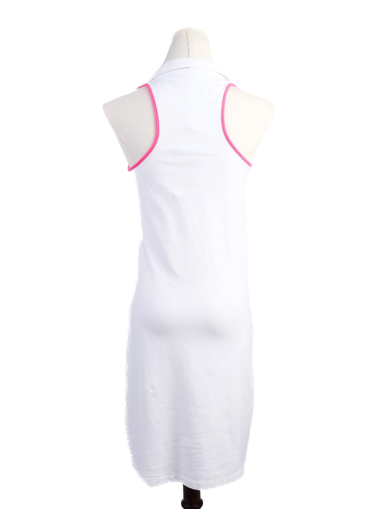 new versace white sleeveless dress l cotton with pink accents