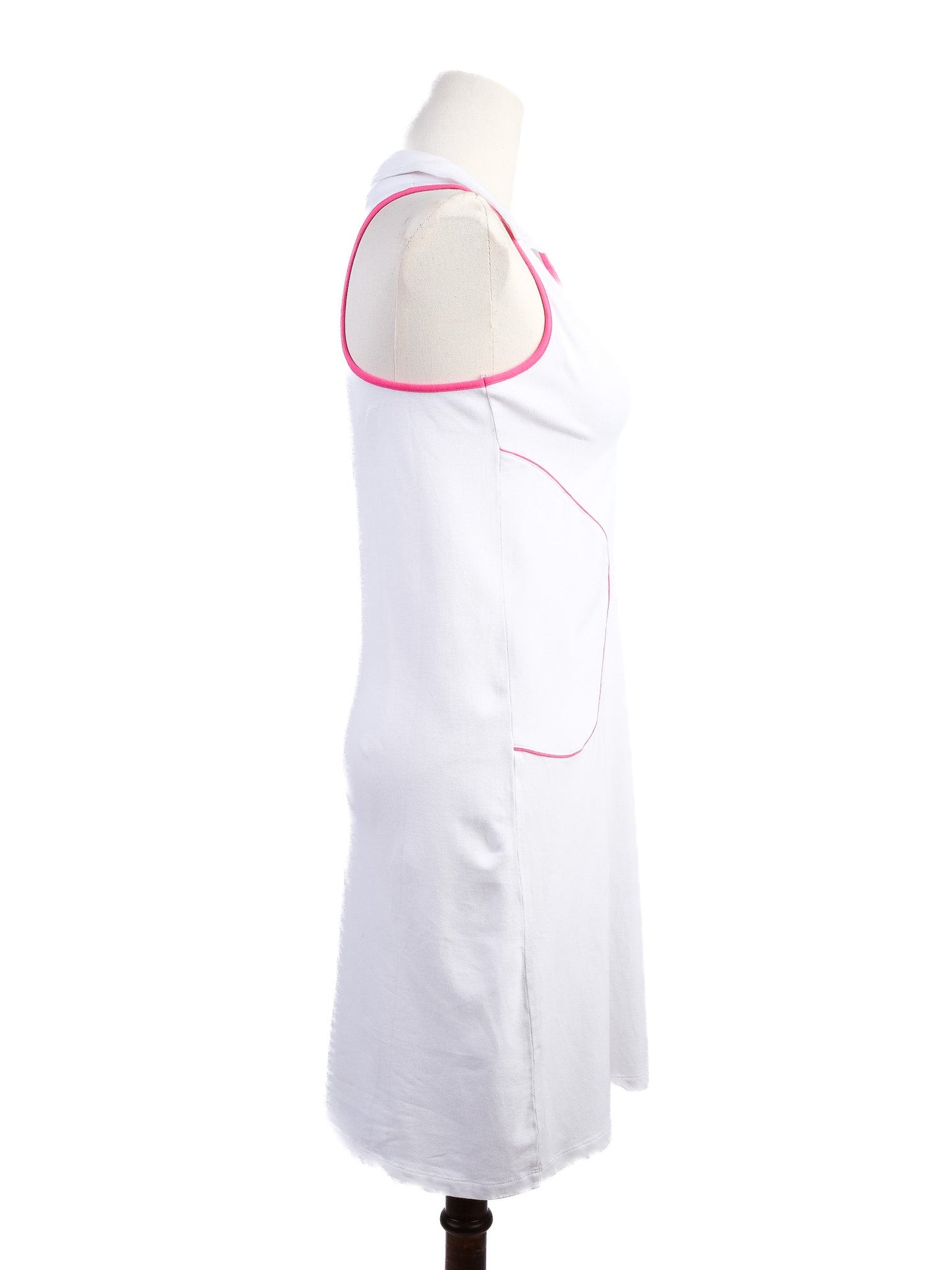 new versace white sleeveless dress l cotton with pink accents