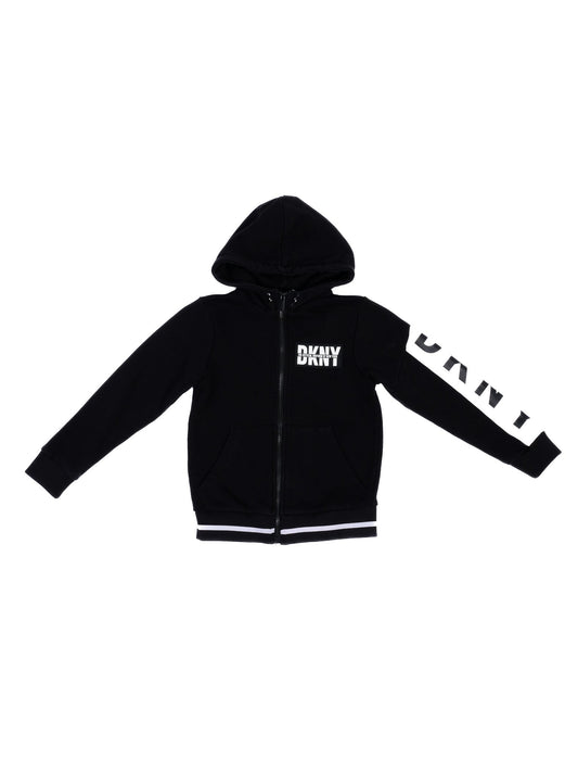 Excellent DKNY Black Zip-Up Hoodie for Kids Size 8