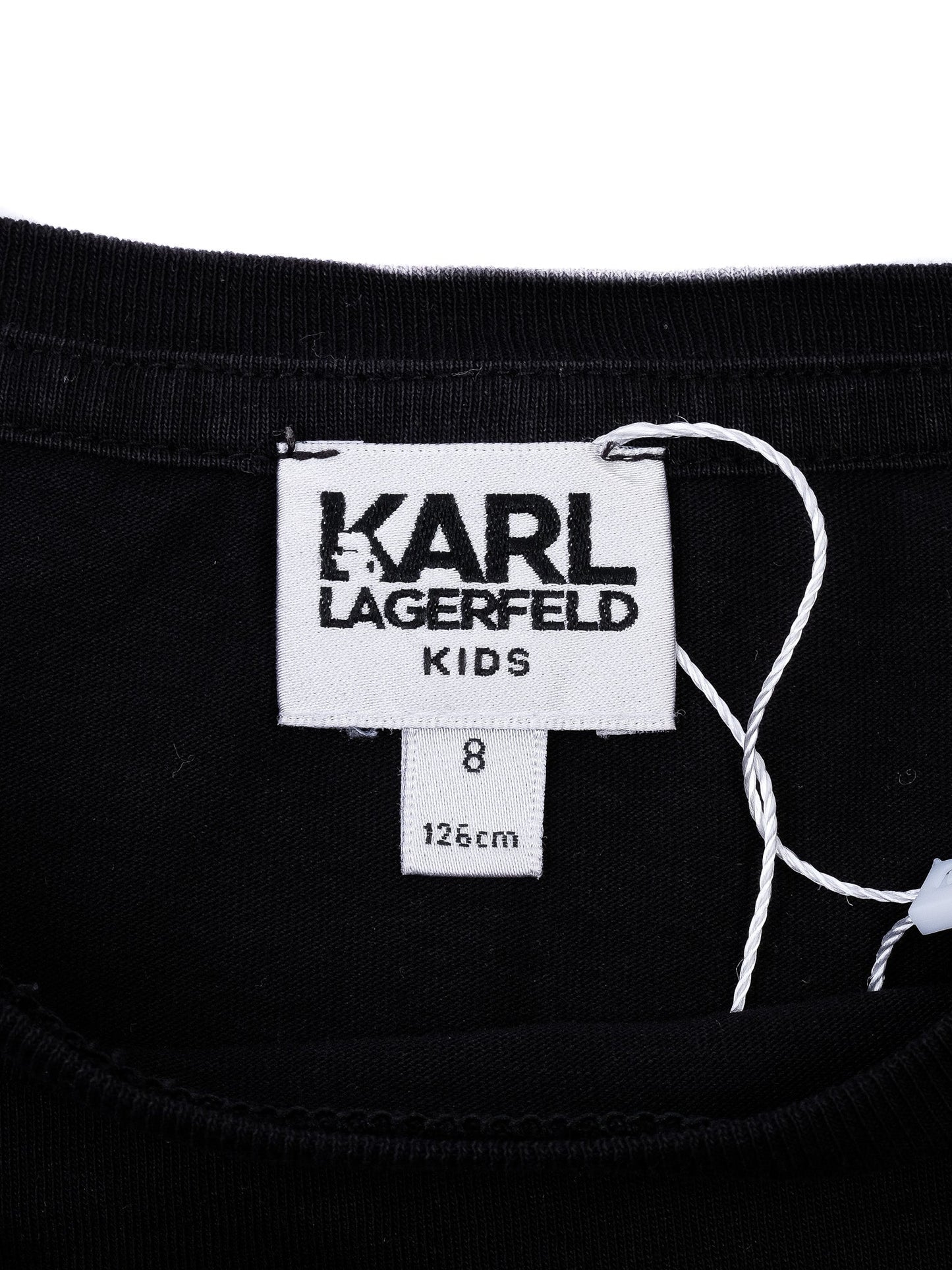 excellent karl lagerfeld kids black t-shirt size 8 cotton