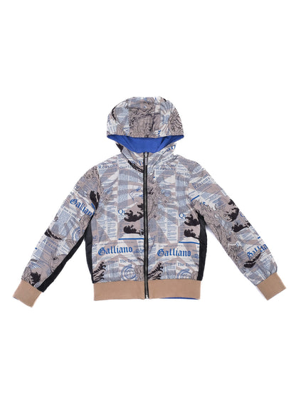 John Galliano Reversible Blue Hooded Jacket for Kids Size 6