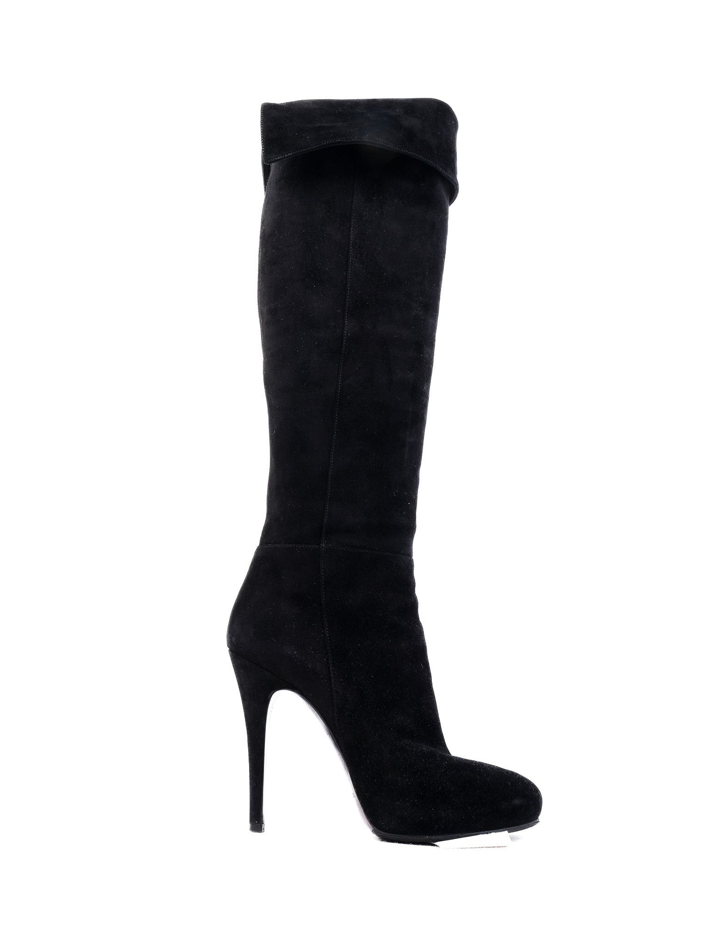 excellent casadei black leather knee-high boots size 37.5