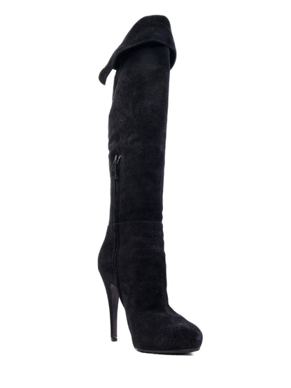 Excellent Casadei Black Leather Knee-High Boots Size 37.5