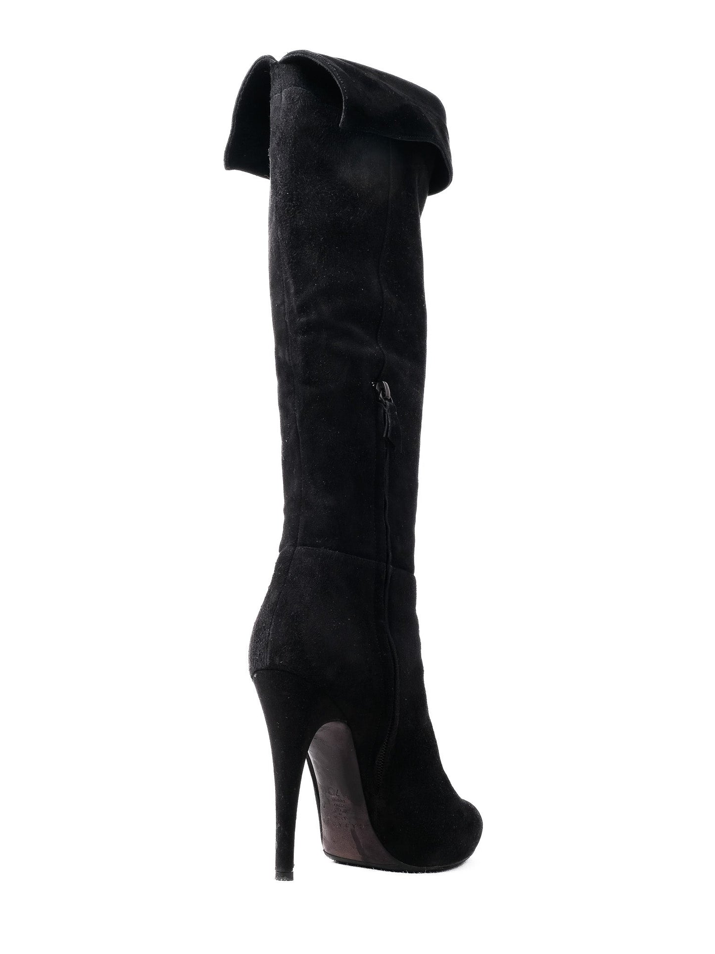 excellent casadei black leather knee-high boots size 37.5
