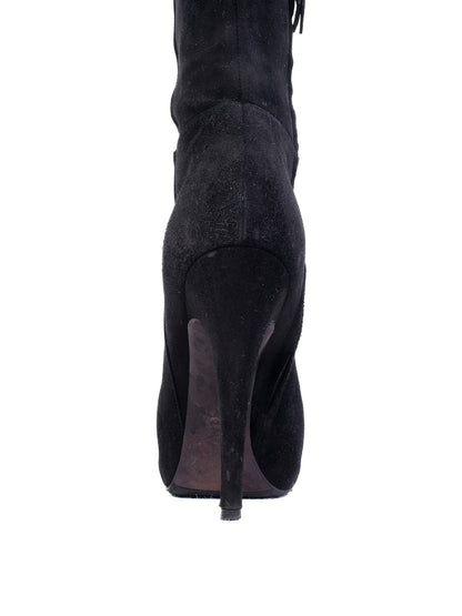 Excellent Casadei Black Leather Knee-High Boots Size 37.5