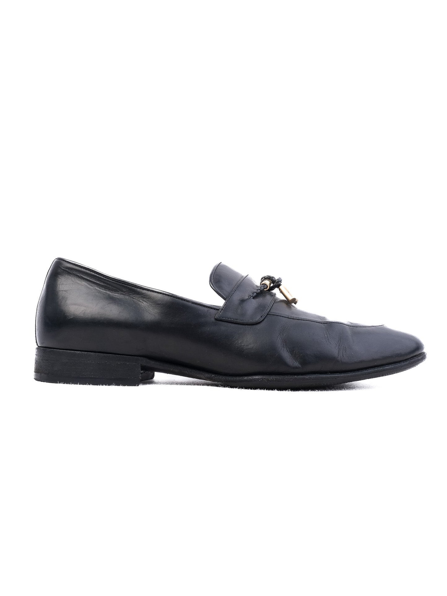 excellent tom ford black leather loafers size 39.5 with buckle detail